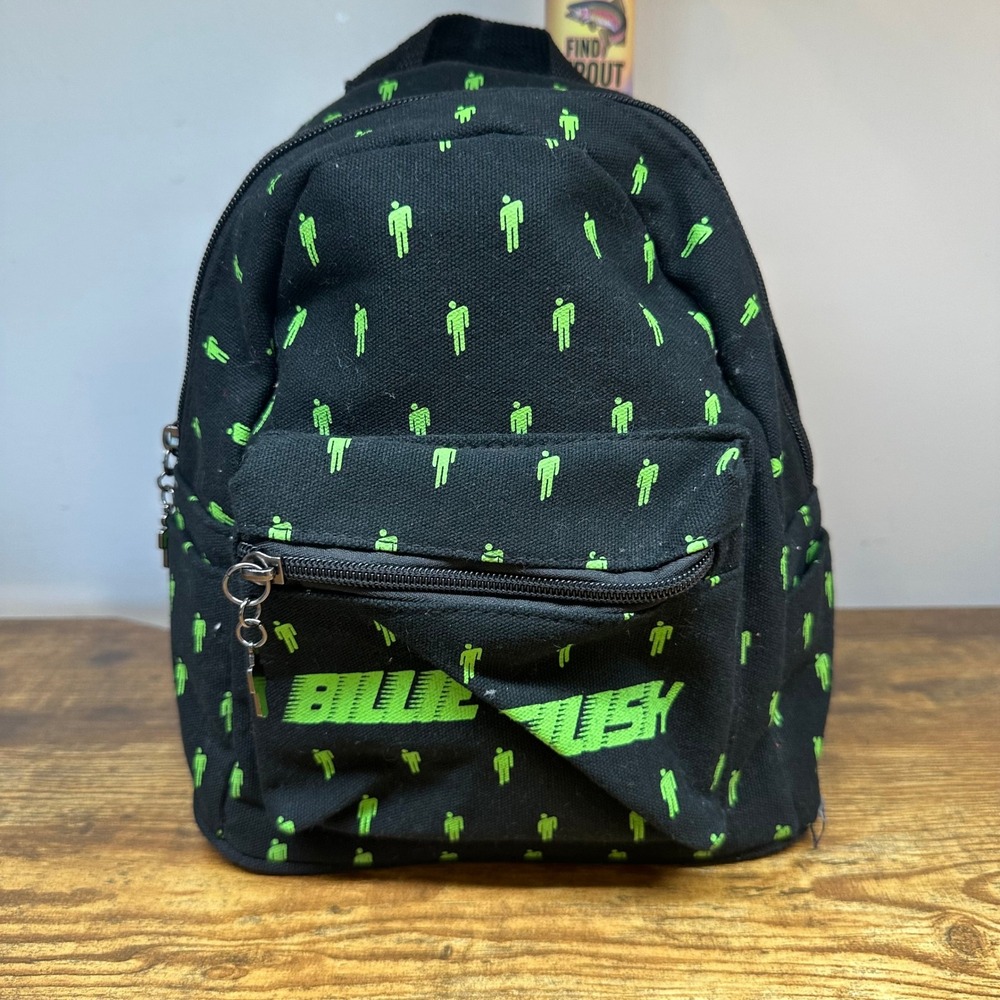 Billie Eilish Blohsh Mini Backpack Black Green Canvas Small Daypack Bag FLAW
